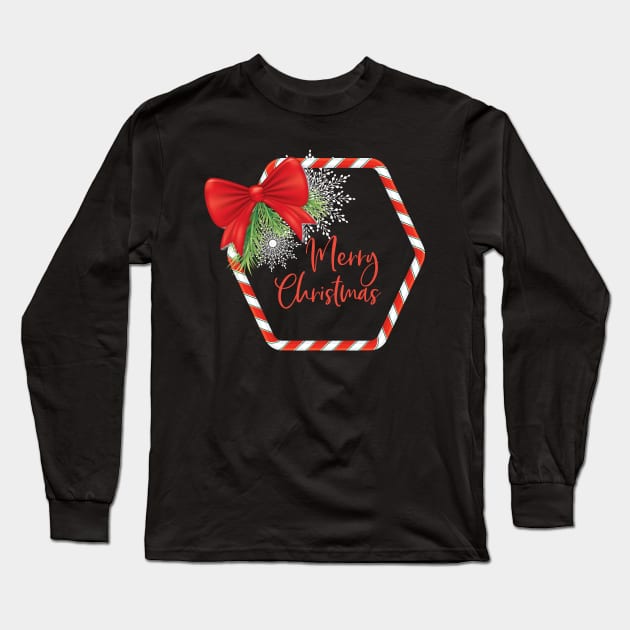 Candy Cane Christmas Frame Long Sleeve T-Shirt by SWON Design